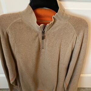 Men's Beige Sweater with Orange AccentsMens Sweater - Tommy Bahama
